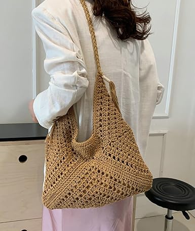 Borse di paglia da donna, borsa tote grande intrecciata, borsa da spiaggia in paglia, borse a tracolla, borsette, borsette estive, borsa hobo in paglia
