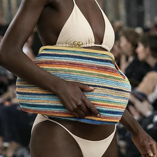 Borsa a tracolla grande in paglia da donna, ideale per la spiaggia, da portare a spalla o come borsa a mano.