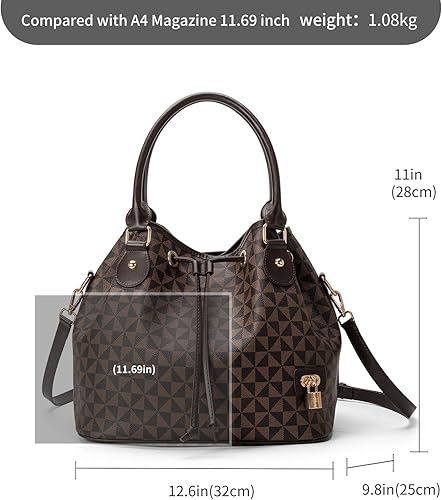 Borsa a secchiello da donna in stile chic West Hobo, borsa a tracolla con coulisse, borsa tote con tasche.