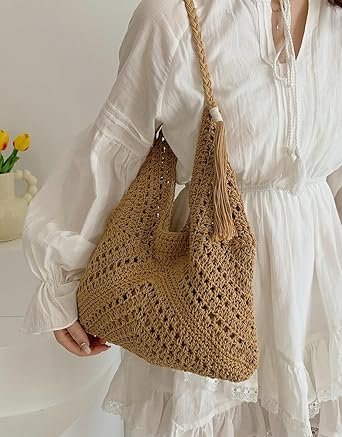 Borse di paglia da donna, borsa tote grande intrecciata, borsa da spiaggia in paglia, borse a tracolla, borsette, borsette estive, borsa hobo in paglia