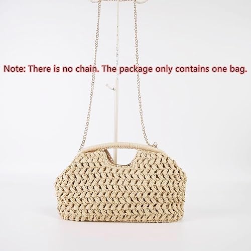 Grande pochette in paglia da donna, borsa a tracolla estiva alla moda con manico superiore intrecciato, ideale per le vacanze al mare.