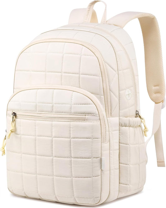 Zaino da viaggio per donne, zaino trapuntato per la scuola, per ragazze adolescenti, Mochilas Mujer, beige