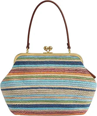 Borsa a tracolla grande in paglia da donna, ideale per la spiaggia, da portare a spalla o come borsa a mano.