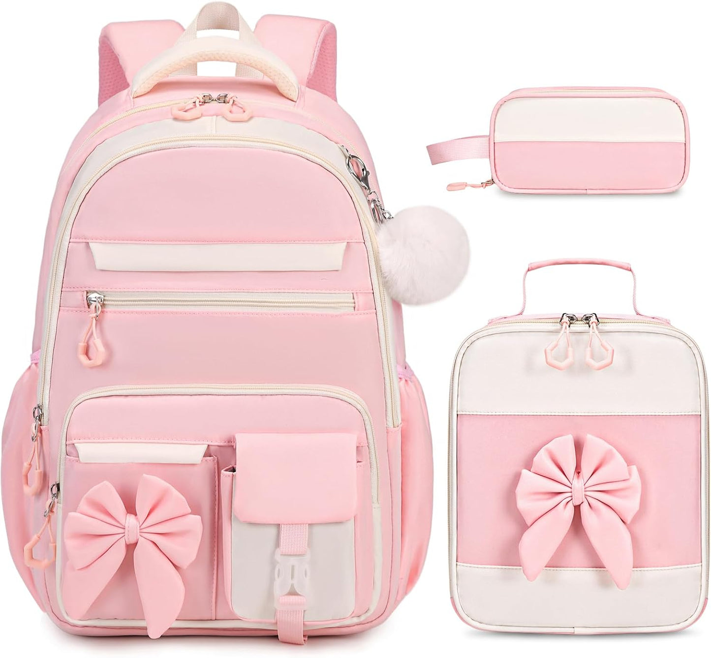 Zaino per ragazze, set di 3 zaini per la scuola con borsa per il pranzo e astuccio, grazioso zaino per bambini e ragazzi per asilo, scuola elementare, scuola materna e scuola media.